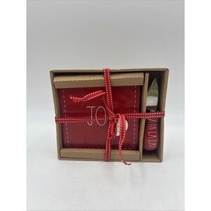Rae Dunn Christmas Joy And Fa La La Cheese Cutting Board And Knife Red Gift Set